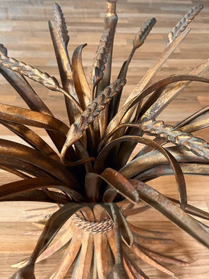 Italian Mid-Century Hollywood Regency Sheaf of Wheat Side Table w/ Glass Top, c.1950’s