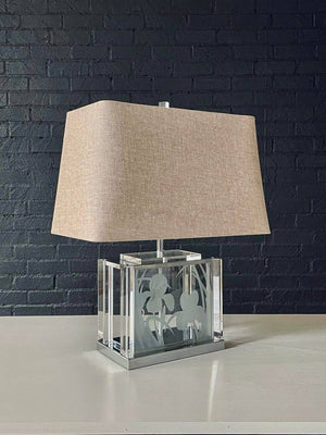 Vintage Etched Glass & Lucite Table Lamp by Fredrick Ramond, c.1980’s