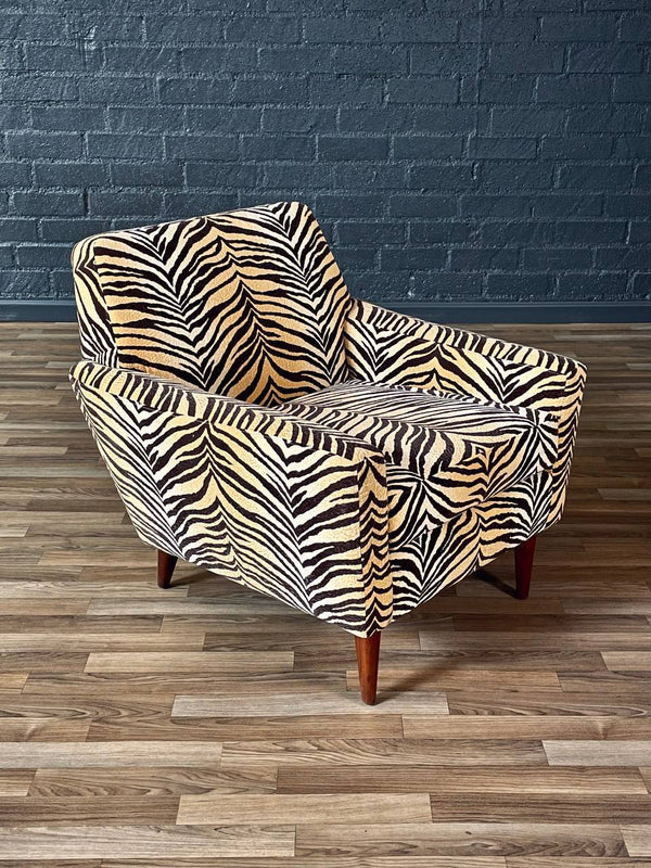 Mid-Century Modern Lounge Chair w/ Zebra Print Upholstery & Tapered Legs, c.1960’s