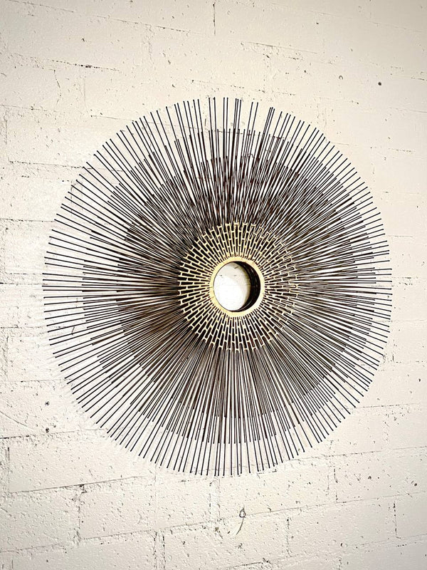 Mid-Century Modern Brutalist Sunburst Wall Sculpture by William Friedle, c.1970s