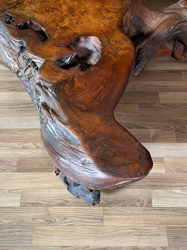 Mid-Century Hand-Carved Live Edge Redwood Burl Root Coffee Table, c.1960’s