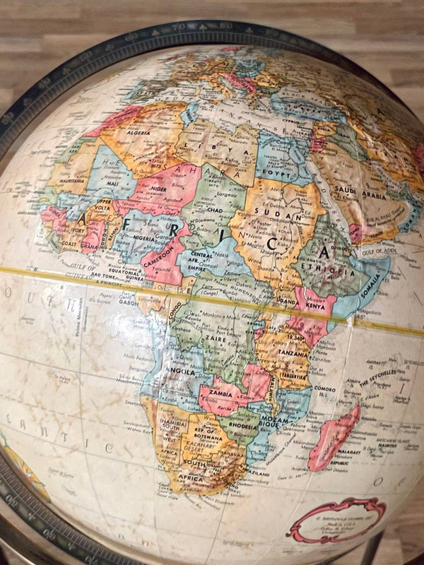 Mid-Century Modern Replogle Floor Globe w/ Brass Stand, c.1970’s