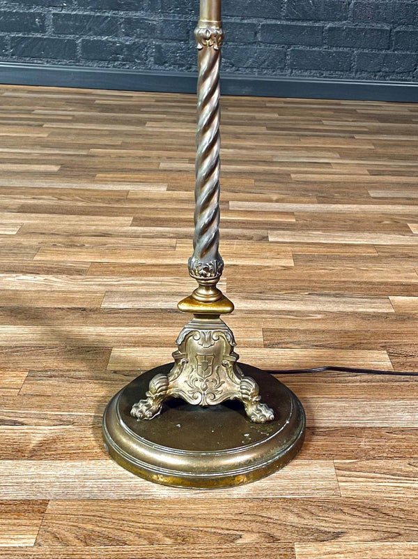 Tiffany Style Art Nouveau Style Floor Lamp w/ Slag Glass Shade, c.1940’s