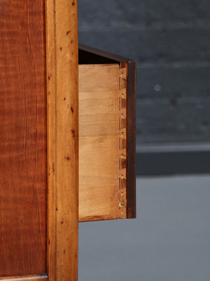 American Colonial Revival Tiger Maple Highboy Dresser by Marvel Furniture Co, c.1980’s