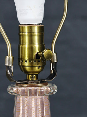 Italian Hollywood Regency Pink Murano Glass Table Lamp w/ Gold Flecks, c.1960’s