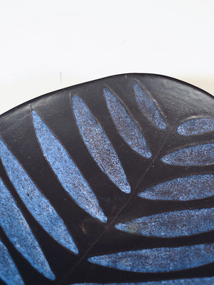 Signed Post Modern Glazed Ceramic Pattern Leaf Bowl, c.1980's