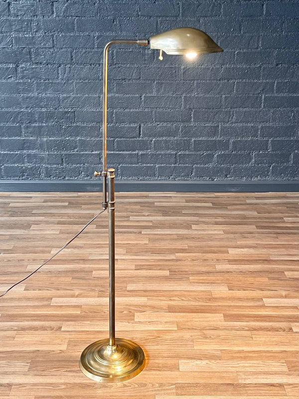 Mid-Century Modern Brass Clam Shell Adjustable Reading Floor Lamp, c.1970’s