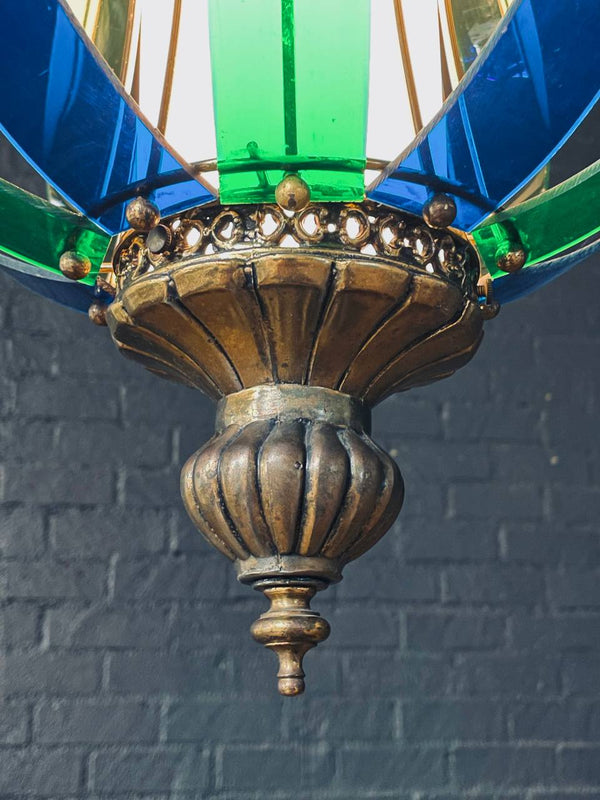 Vintage Blue & Green Lucite Pendant Chandelier by Fredrick Ramond, c.1960’s
