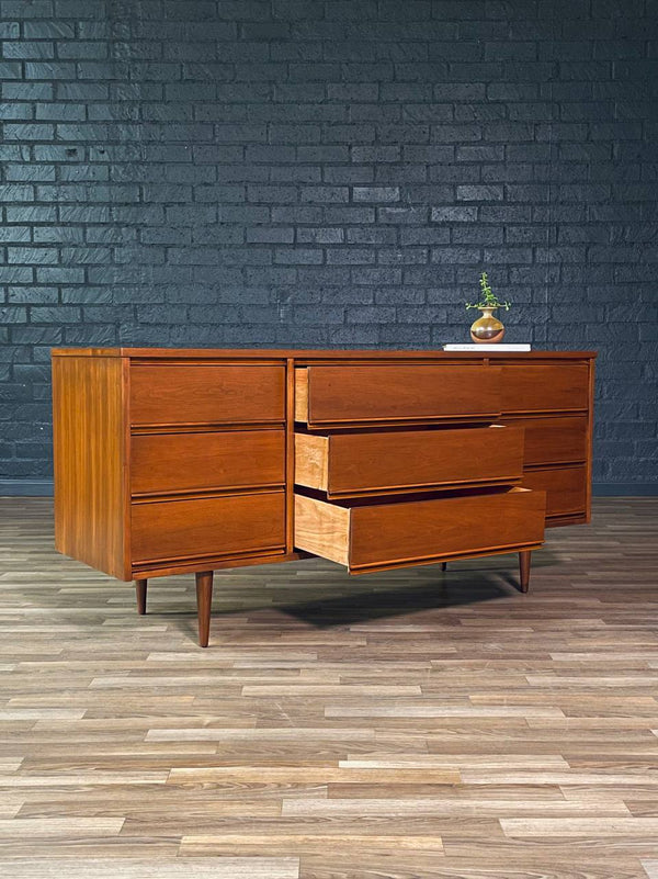 Mid-Century Modern 9-Drawer Walnut Dresser by Dixie, c.1960’s