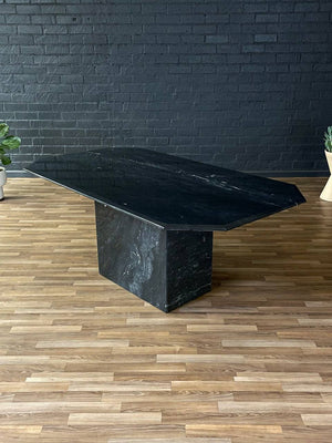Italian Vintage Post Modern Black Marble Dining Table, c.1970’s