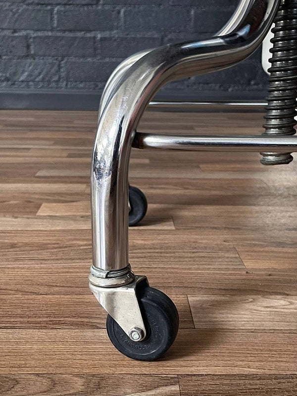 Mid-Century Industrial Chrome Adjustable Drafting Stool by Pedigo, c.1960’s