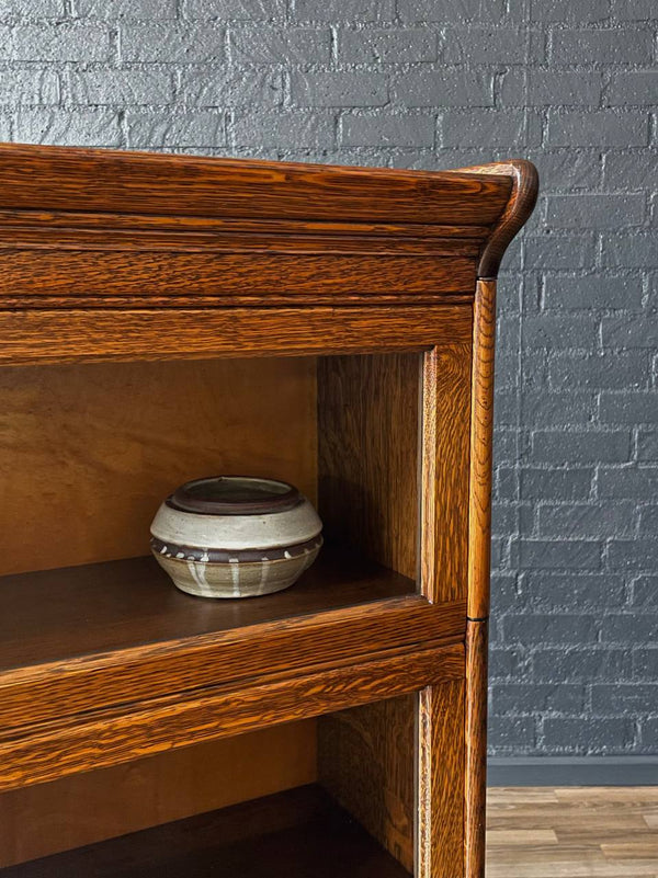 Antique Stackable Barristers Oak Bookcase w/ Glass Sliding Doors, c.1920’s