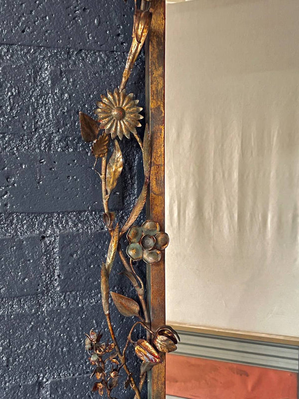 Italian Florentine Gilt Mirror w/ Floral & Ribbon Motifs, c.1940’s