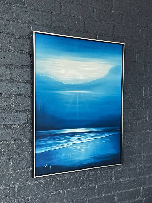 Vintage Blue Horizon Seascape Oil Painting by Delmary - Signed Original