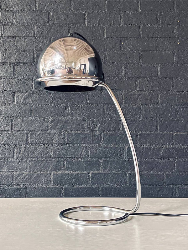 Mid-Century Space-Age Chrome Eyeball Desk Lamp w/ Loop Base, c.1960’s