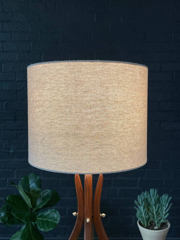 Mid-Century Modern Sculpted Walnut Table Lamp w/ Brass Accents, c.1960’s