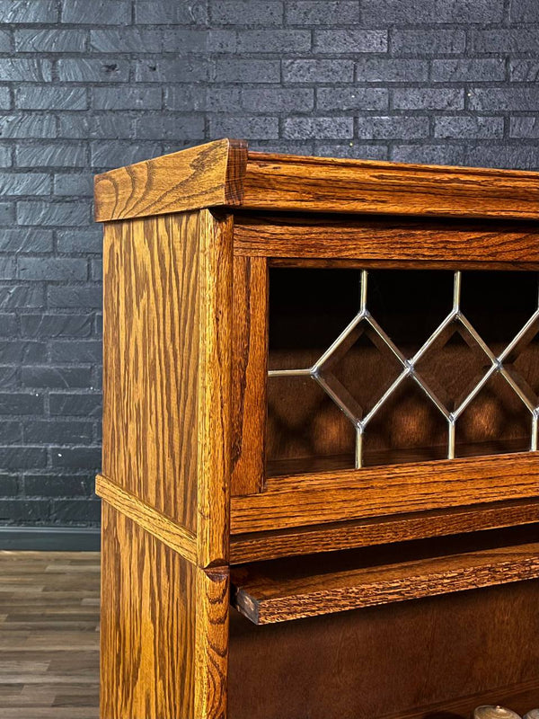 Vintage Barristers Oak & Glass 3-Tier Bookcase Shelf Cabinet, c.1960’s