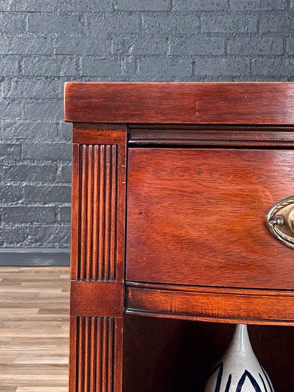 Vintage Federal Revival Mahogany Night Stand w/ Brass Pull, c.1950s