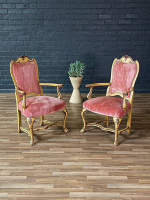 Set of 8x French Style Painted & Carved Wood Dining Chairs, c.1950’s