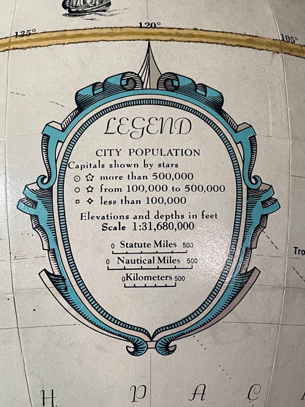 Neoclassical Style Replogle “World Classic” 16-Inch Globe on Brass Stand, c.1970’s