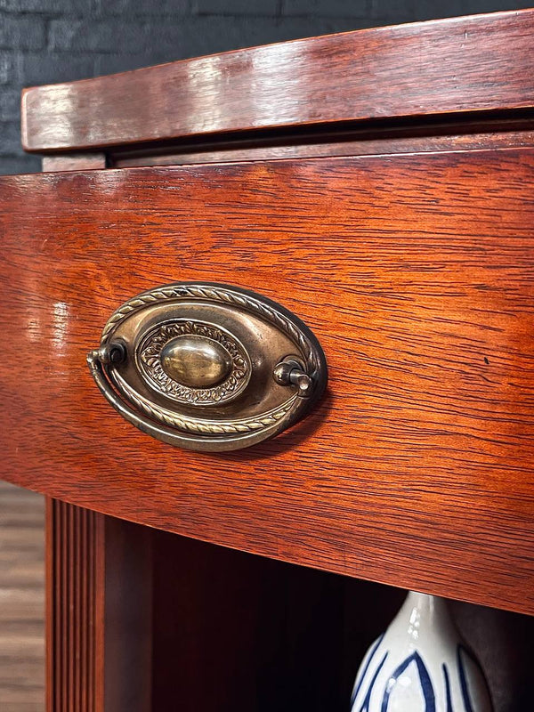 Vintage Federal Revival Mahogany Night Stand w/ Brass Pull, c.1950s