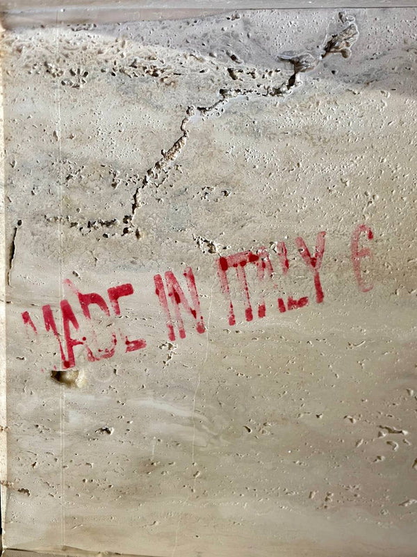 Italian Post Modern Travertine Stone & Brass Side Table by Artedi, c.1970’s