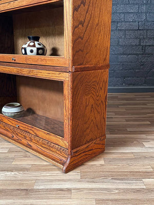 Vintage Barristers Oak Bookcase w/ Glass Sliding Doors