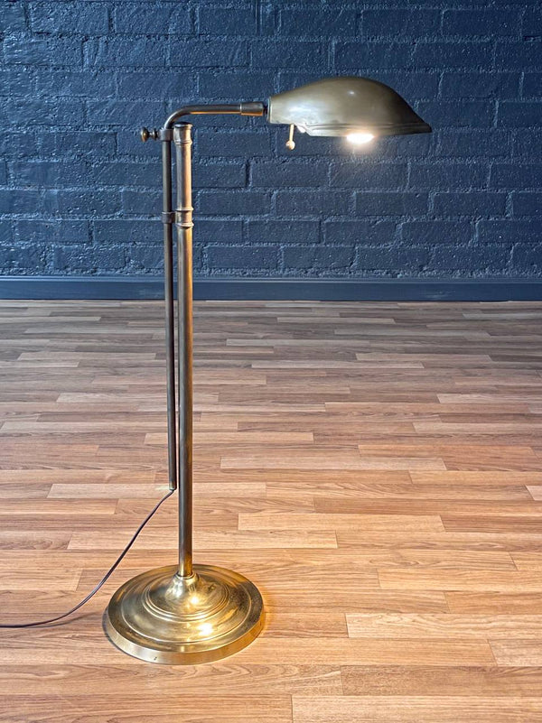 Mid-Century Modern Brass Clam Shell Adjustable Reading Floor Lamp, c.1970’s
