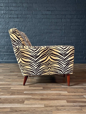Mid-Century Modern Lounge Chair w/ Zebra Print Upholstery & Tapered Legs, c.1960’s