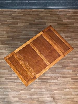 American Arts & Crafts Tiger Oak Draw-Leaf Dining Table, c.1920’s