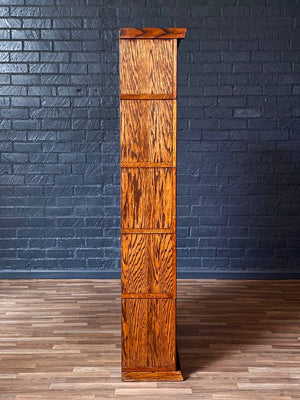 Vintage Arts & Craft Barristers Oak Bookcase w/ Glass Sliding Doors