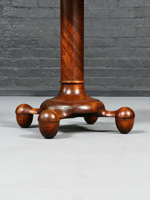American Empire Revival Mahogany Pedestal Side Table with Acorn Feet, c.1920's