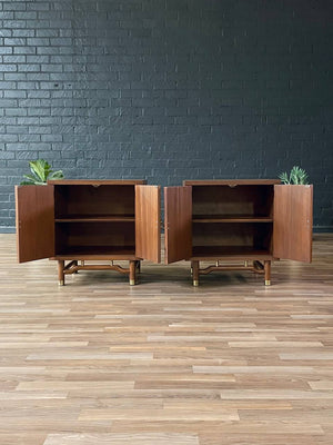 Pair of Mid-Century Modern Night Stands with Brass Accents, c.1960’s
