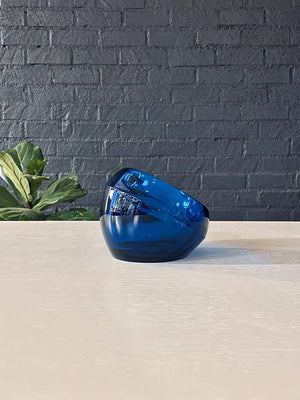 Mid-Century Blue Glass Orb Ash Tray by Viking Art Glass, c.1960’s