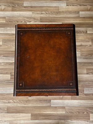 Traditional Duncan-Phyfe Drop-Leaf End Table with Tooled Leather Top, c.1930’s