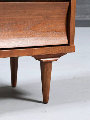Mid Century Modern Sculpted Walnut Two-Drawer Nightstand, c.1960's