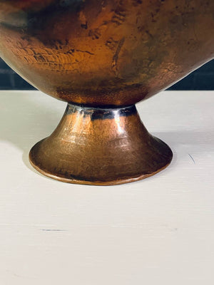 American Arts & Crafts Hand-Hammered Copper Pedestal Basket, c.1930's