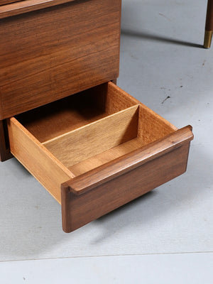 Mid Century Modern Walnut Desk with Brass Accents, c.1960's