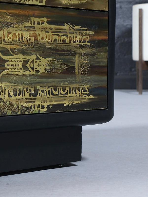 Bernhard Rohne Acid Etched Brass Dresser for Mastercraft, c.1970’s