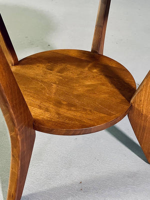 American Mid-Century Modern Wood & Marble Round Side Table, c.1960's