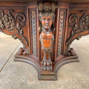 Antique Italian Renaissance Style Carved Walnut Dining Table