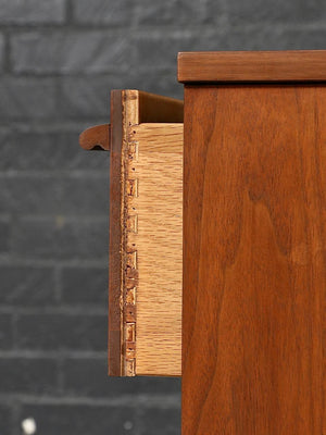 Mid Century Modern Walnut Highboy Dresser by Bassett Furniture, c.1960's