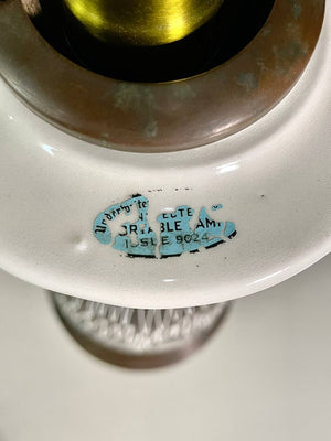Mid Century Modern Abstract Glazed Ceramic Table Lamp with Brass Base, c.1950's