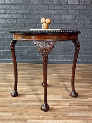 English Chippendale Style Mahogany Round Side Table w/ Ball & Claw Feet, c.1920’s