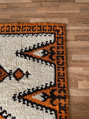 Vintage Mid-Century Modern Shag Rug w/ Geometric Tribal Pattern, c. 1970’s