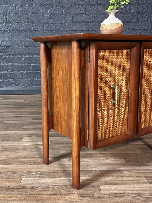 Pair of Mid-Century Modern Walnut Night Stands w/ Cane Doors, c.1960’s