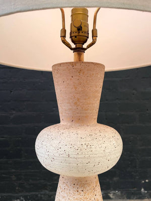 Mid-Century Modern Hourglass Ceramic & Brass Table Lamp, c.1960’s