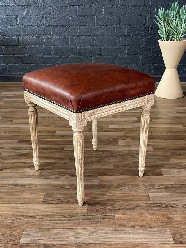 Pair of French Antique Louis XVI Style Hand Carved Ottoman Benches c.1920’s