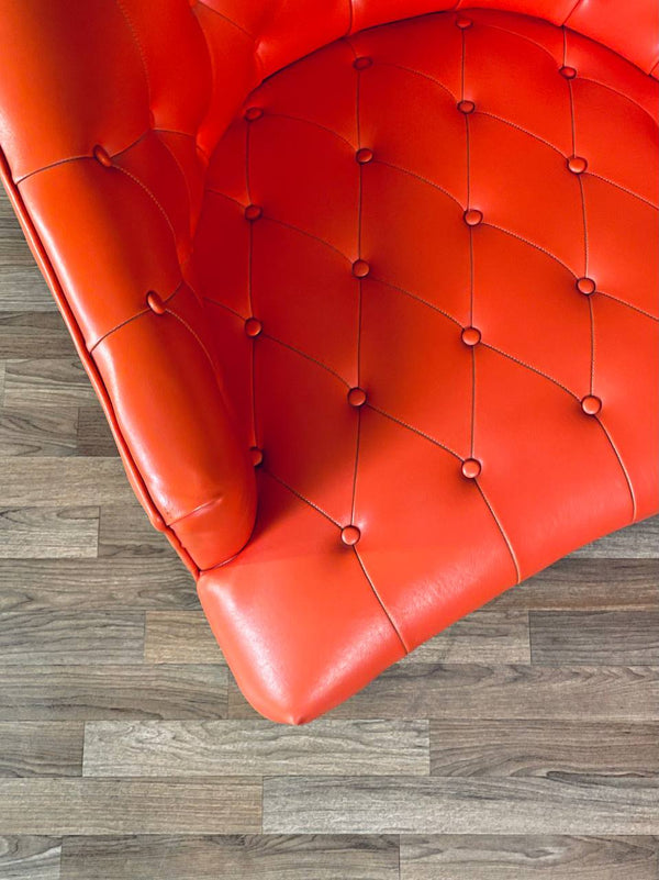 Pair of Mid-Century Californian Modern Orange Tufted Club Chairs, c.1960’s