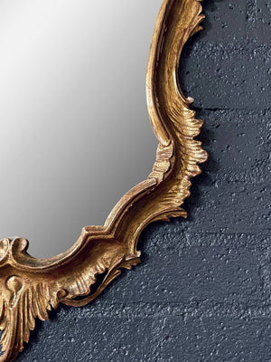 Italian Rococo Style Giltwood Mirror w/ Carved Acanthus Leaves, c.1950’s
